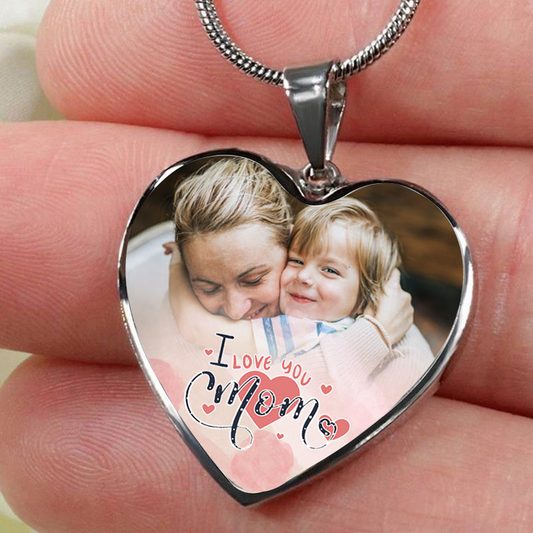 Custom Photo Necklace Adjustable "I Love You Mom” - N082