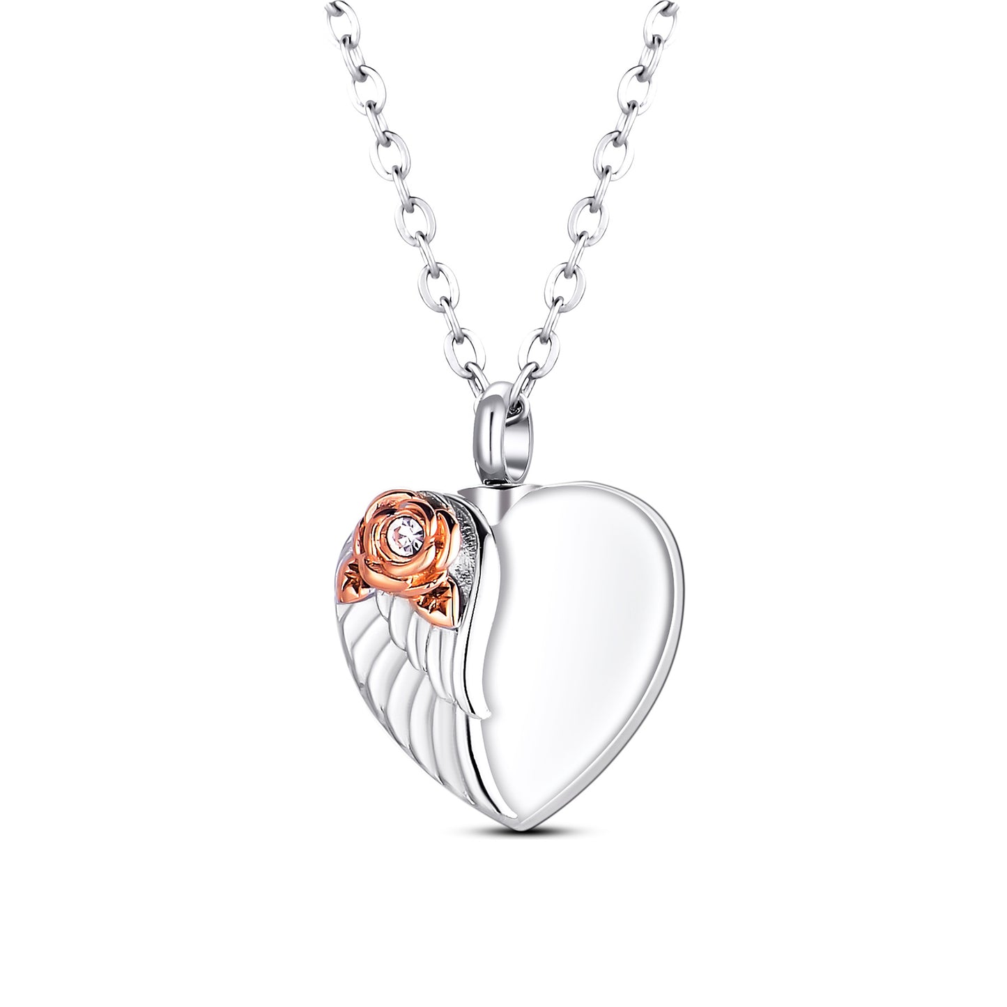 Cremation Urn Necklace Heart-shaped with Flower Pendant Memorial Jewelry-A055