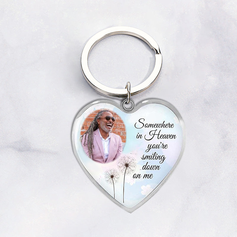 Custom Photo Memorial Necklace/Keychain "Somewhere in Heaven You're Smiling Down on Me" -N037