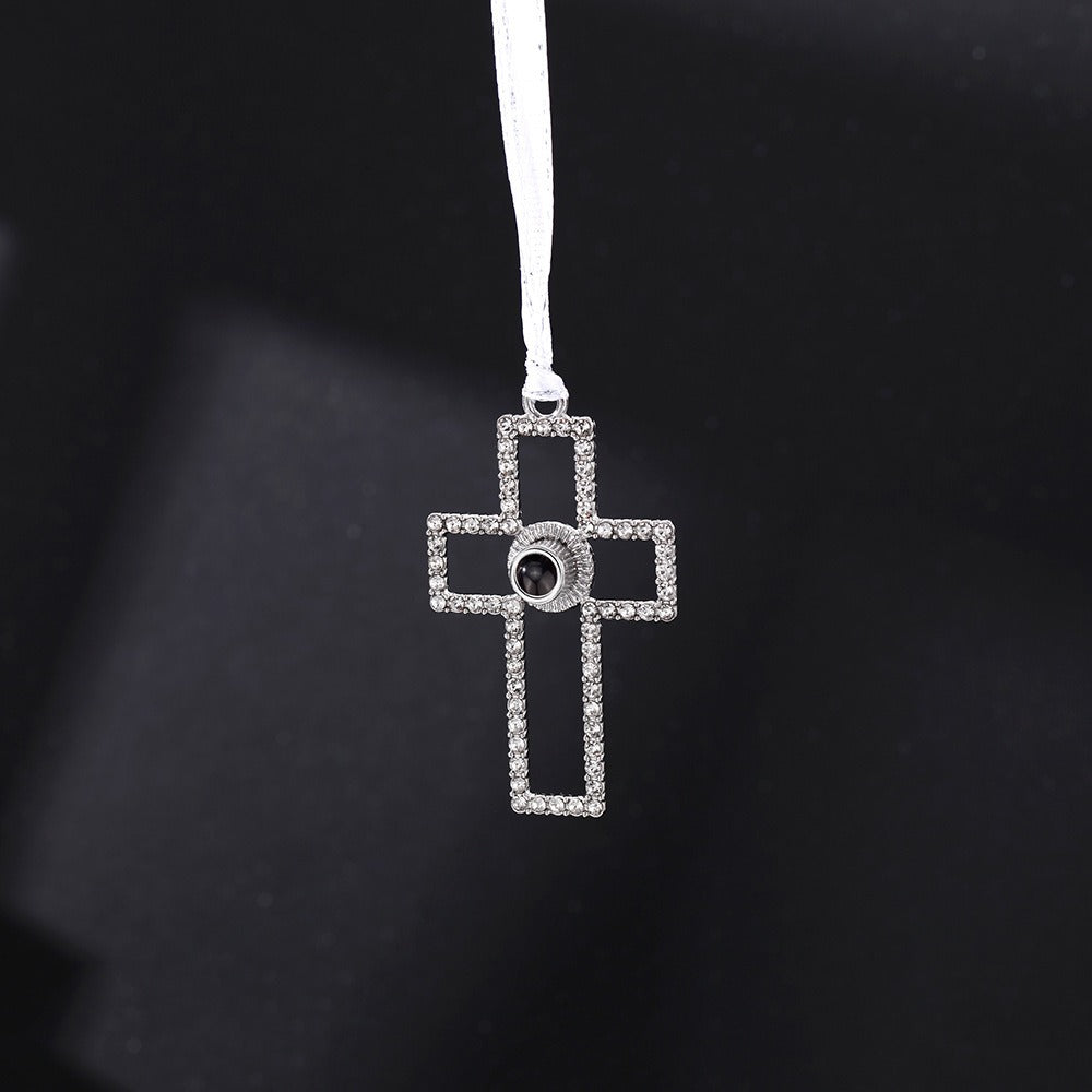 Personalized Projection Cross Pendant Photo Ornament Christmas Gifts - P050