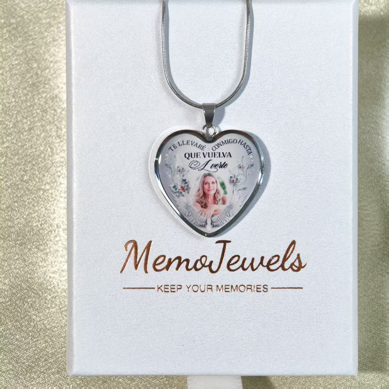 Collar Memorial con Foto "Te llevaré conmigo hasta que vuelva a verte” - N068