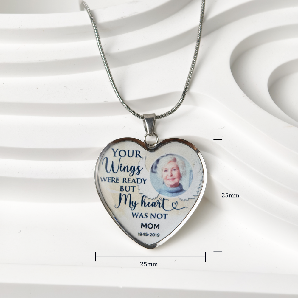 Custom Photo Memorial Necklace Adjustable "Your Wings Were Ready” - N080
