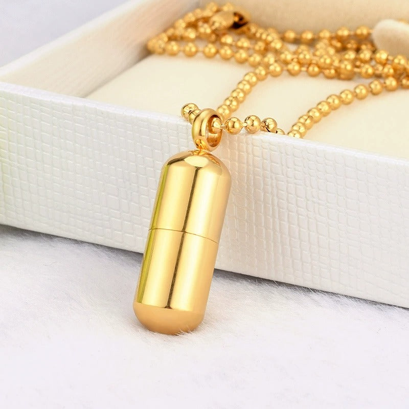 Capsule Pendant Cremation Urn Necklace-A024
