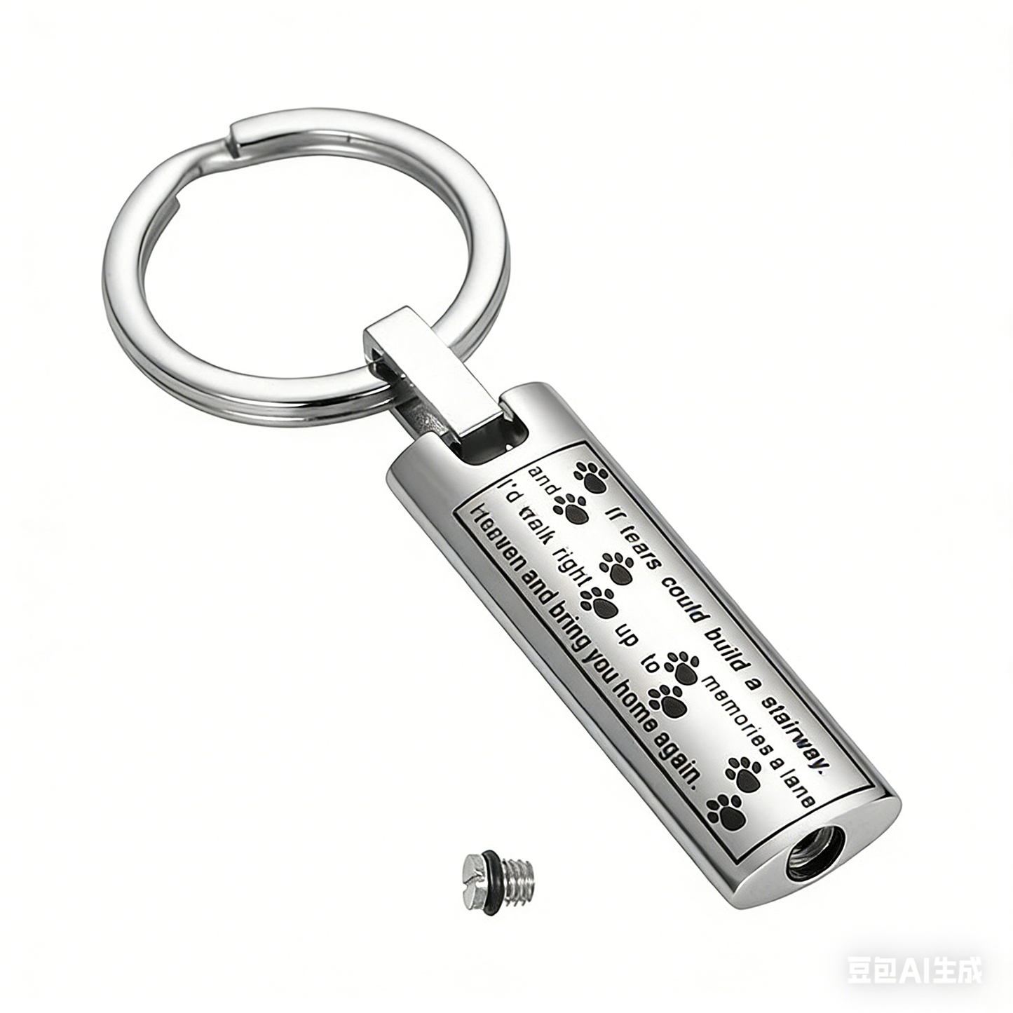 Cremation Cylindrical Urn Pet Memorial Keychain -K030