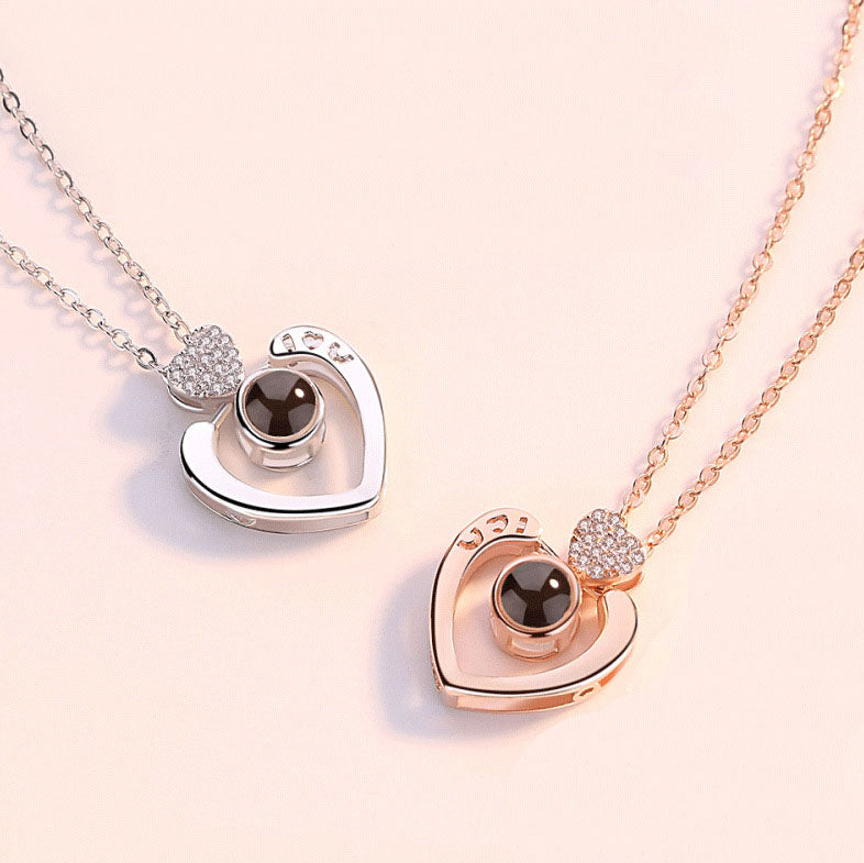 Personalized Photo Projection Necklace Heart Pendant 925 Sterling Silver - P057