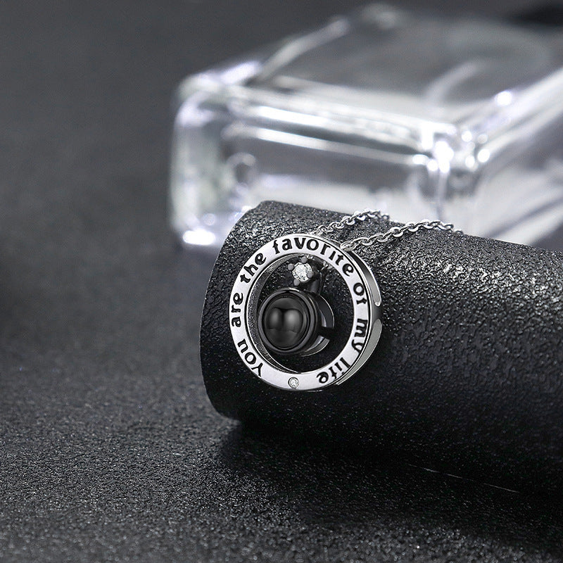 Personalized Photo Projection Necklace Circle Pendant 925 Silver Gift for Couple - P061