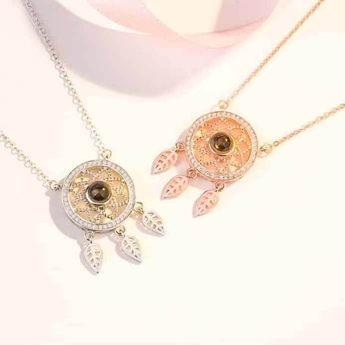 Personalized Photo Projection Necklace Dreamcatcher Pendant 925 Sterling Silver - P059