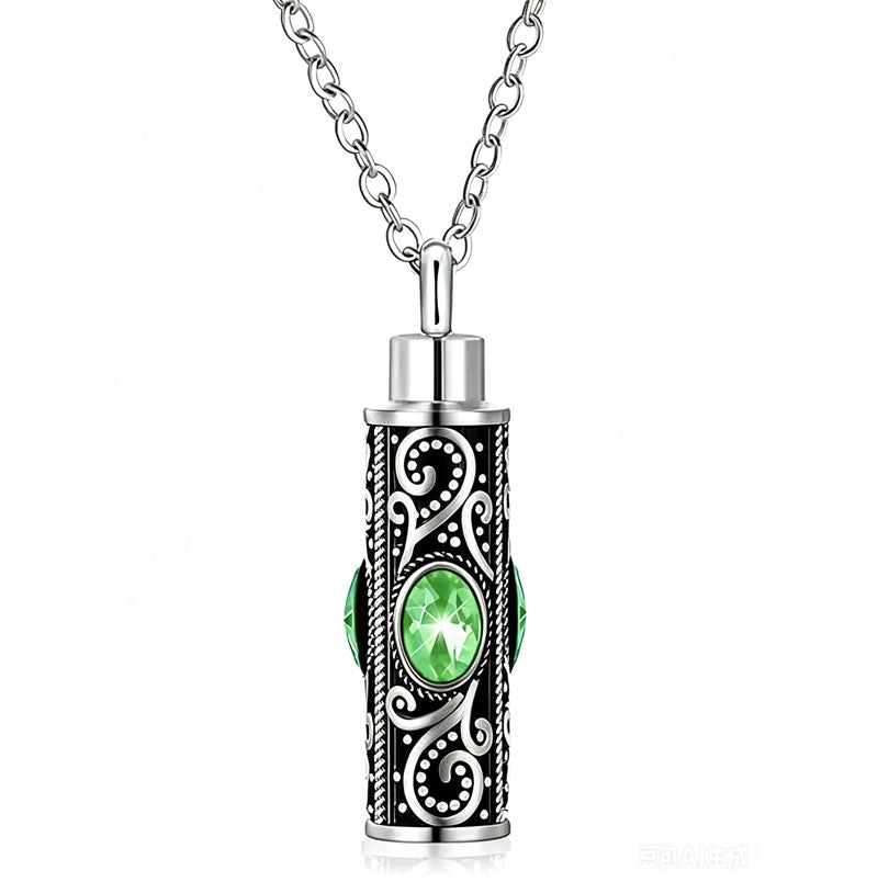 Birthstone Pendant Cremation Urn Necklace -A022