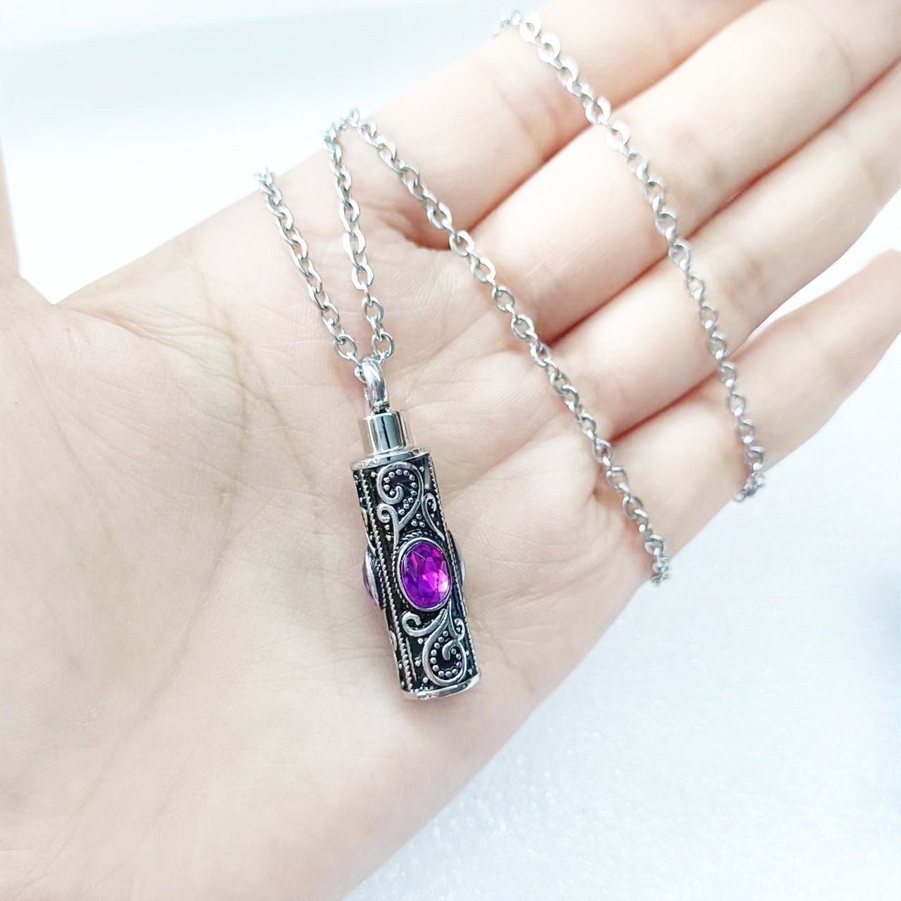Birthstone Pendant Cremation Urn Necklace -A022