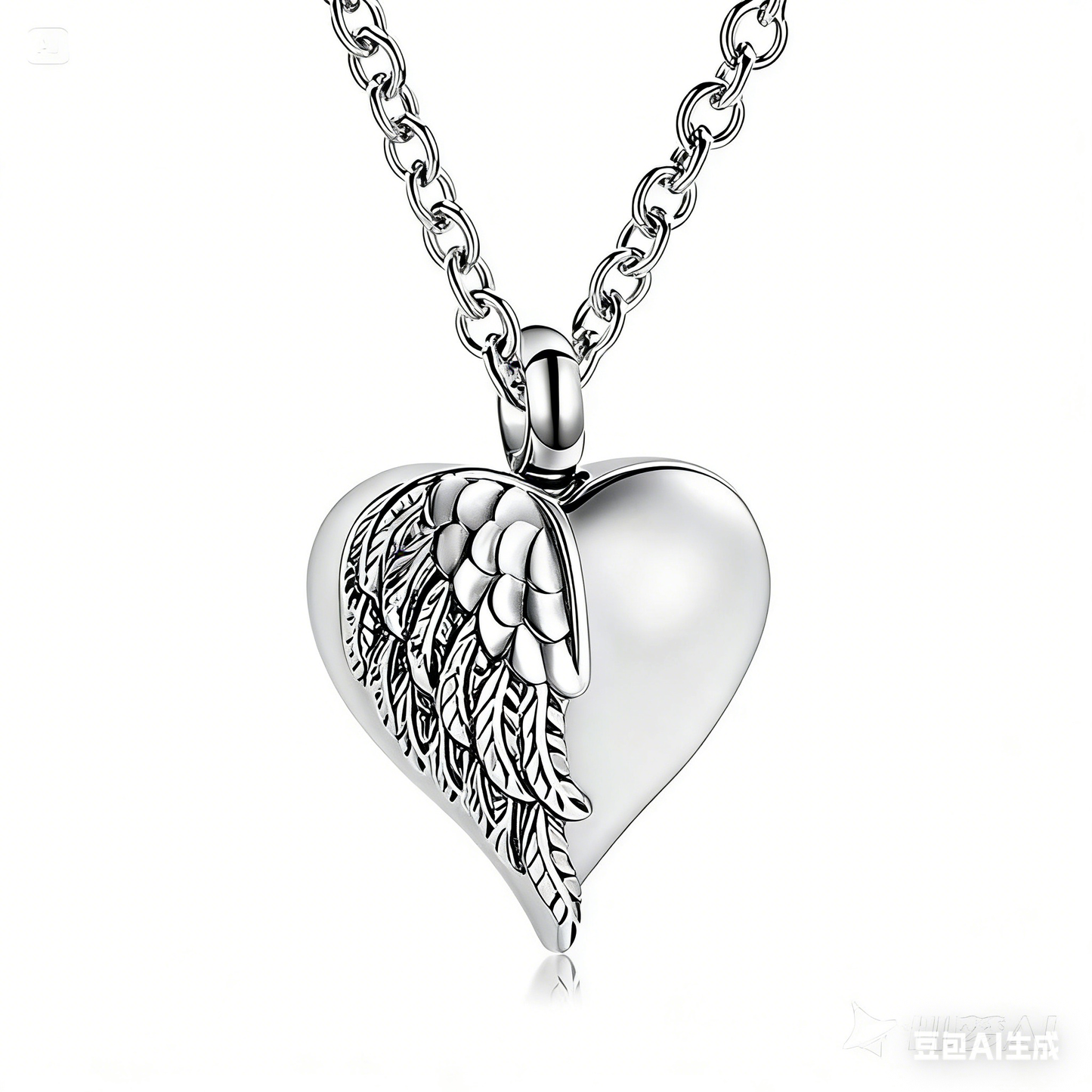 Cremation Urn Necklace Feather Heart-shaped Pendant Memorial Jewelry-A047