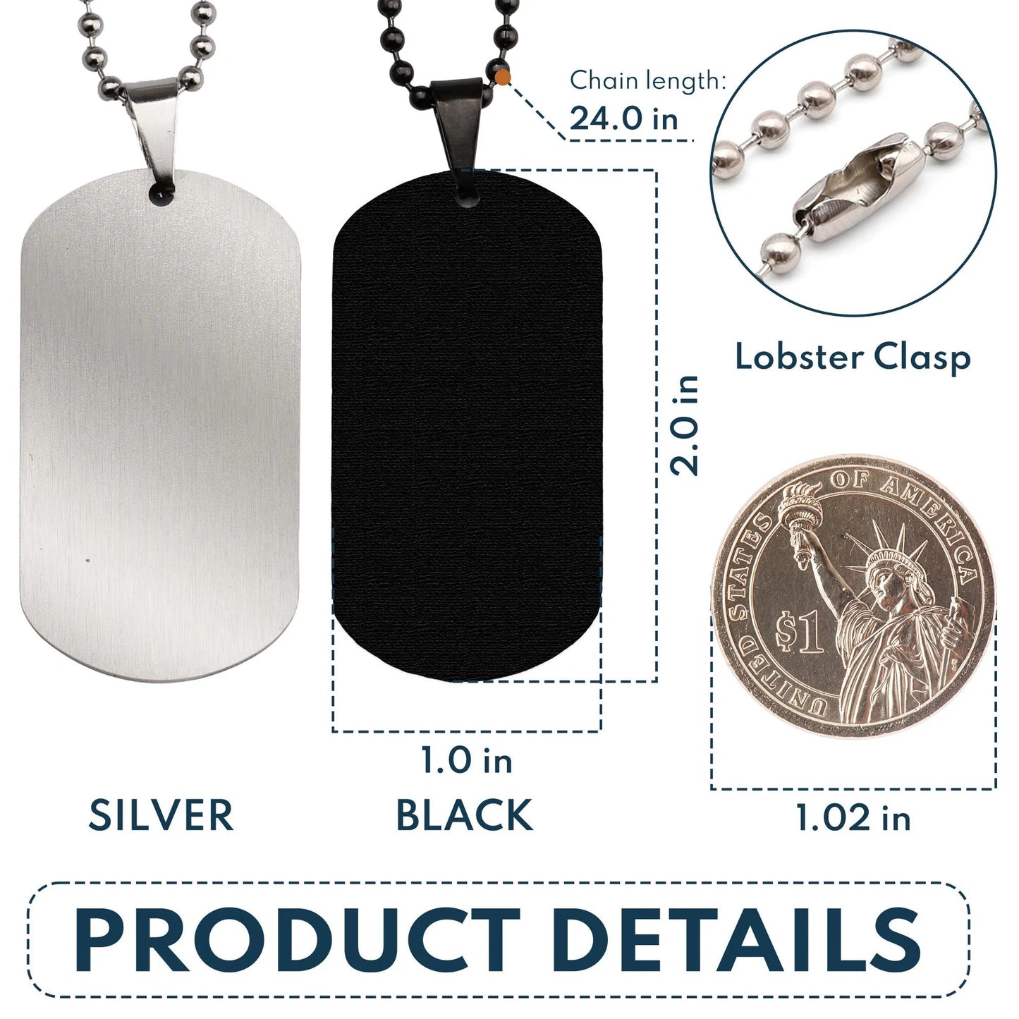 Personalized Photo Dog Tag Necklace “Dope Black Dad” - Gift For Dad - T001