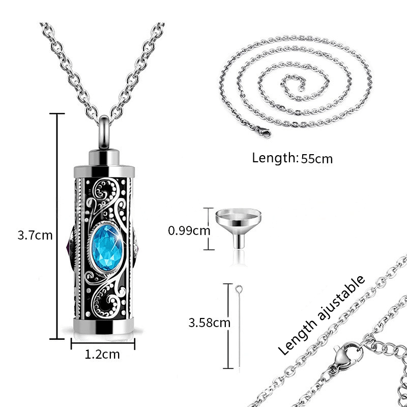 Birthstone Pendant Cremation Urn Necklace -A022