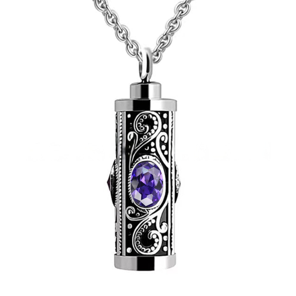 Birthstone Pendant Cremation Urn Necklace -A022