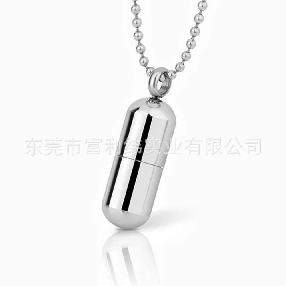 Capsule Pendant Cremation Urn Necklace-A024