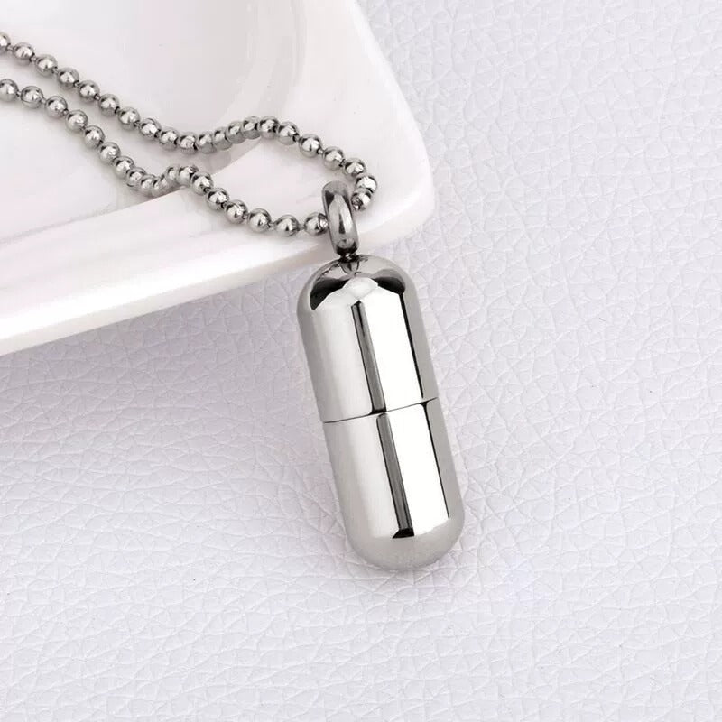 Capsule Pendant Cremation Urn Necklace-A024