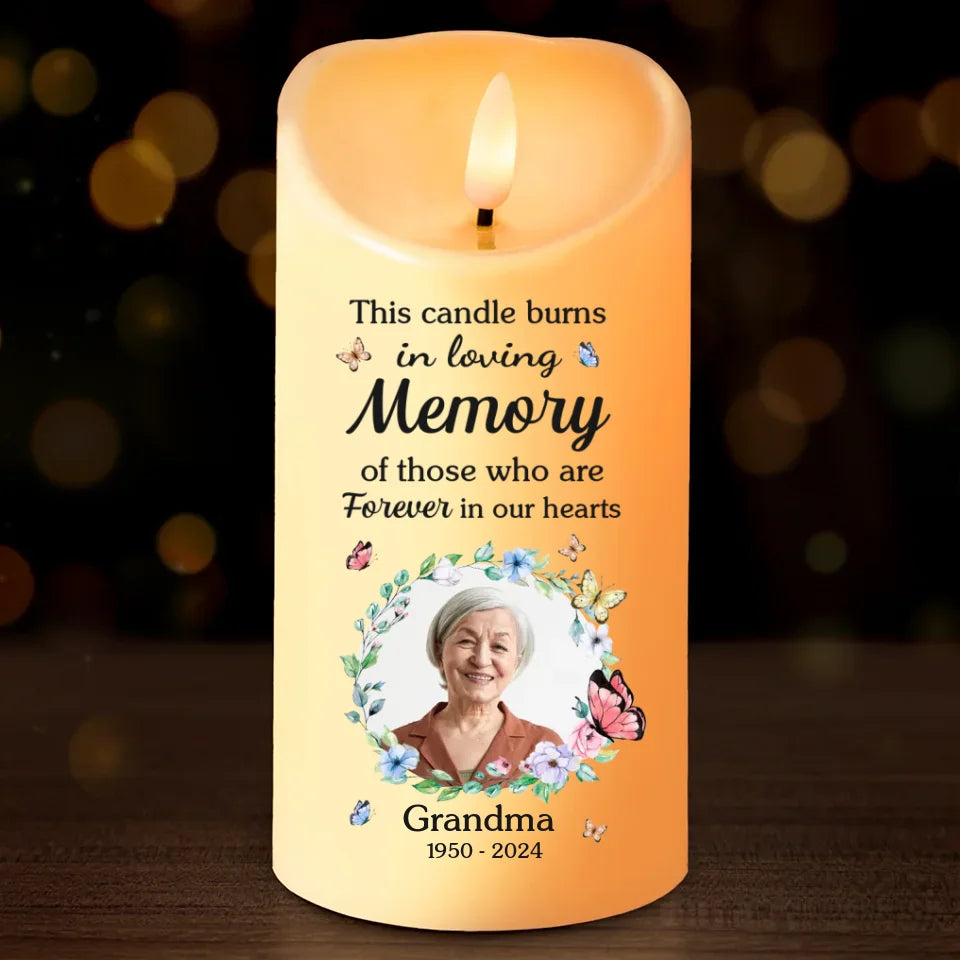 Personalized Custom Photo Memorial LED Candle This Candle Burns- C201