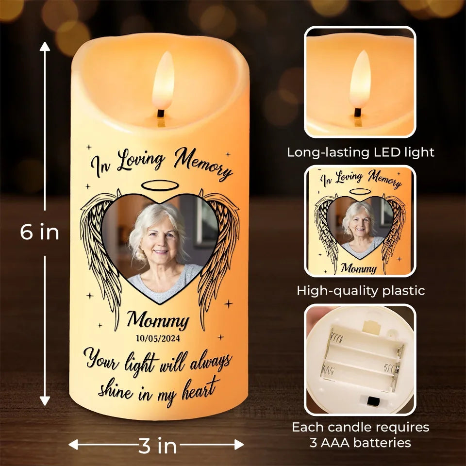 Personalized Custom Photo Memorial LED Candle In Loving Memory - C701