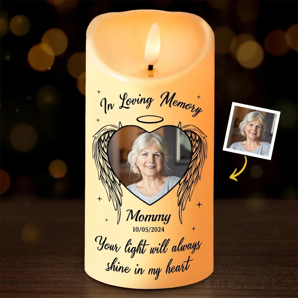 Personalized Custom Photo Memorial LED Candle In Loving Memory - C701