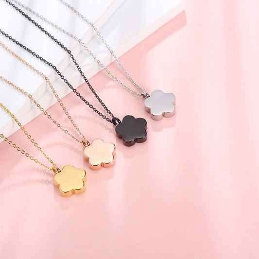 Cremation Urn Necklace Flower Pendant Memorial Jewelry-A031