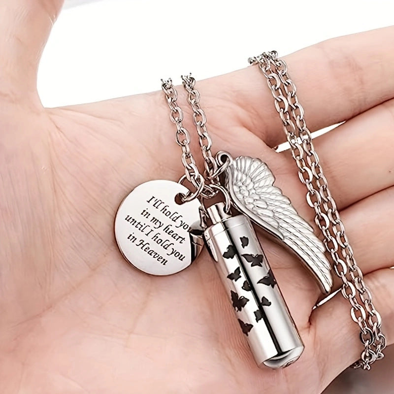 Cremation Urn Necklace Small Cylinder Pendant for Ashes-A043