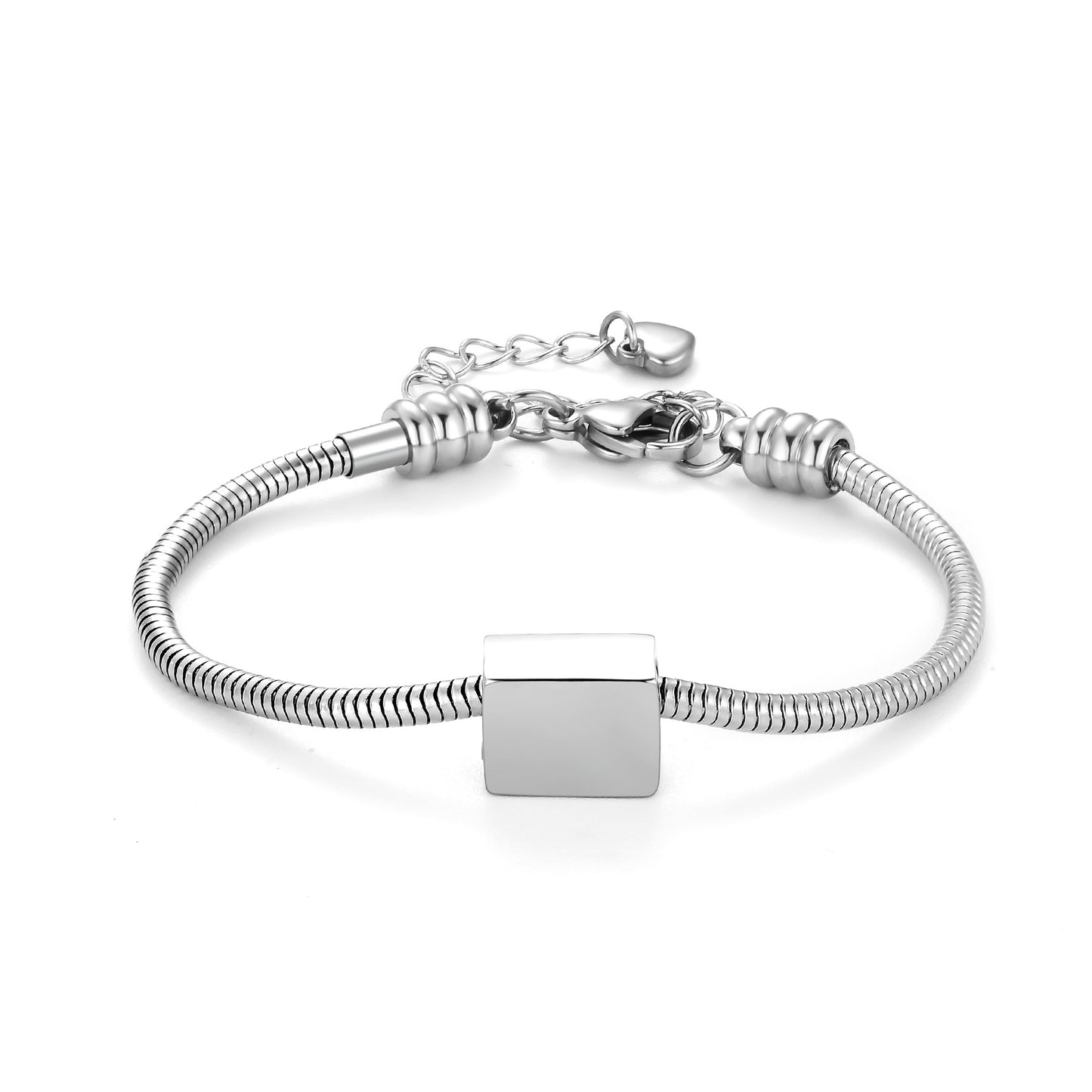 Custom Cremation Urn Square Charm Bracelet Compatible with Pandora-A057