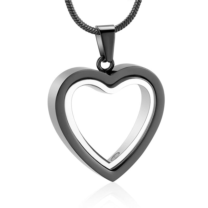 Heart-shaped Cremation Urn Glass Necklace for Ashes-A036