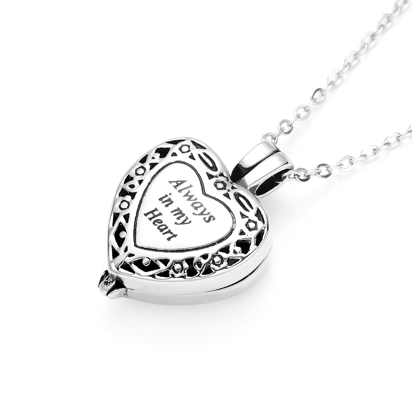 Cremation Urn Necklace Heart-shaped"Always in my heart"Pendant Memorial Jewelry-A056