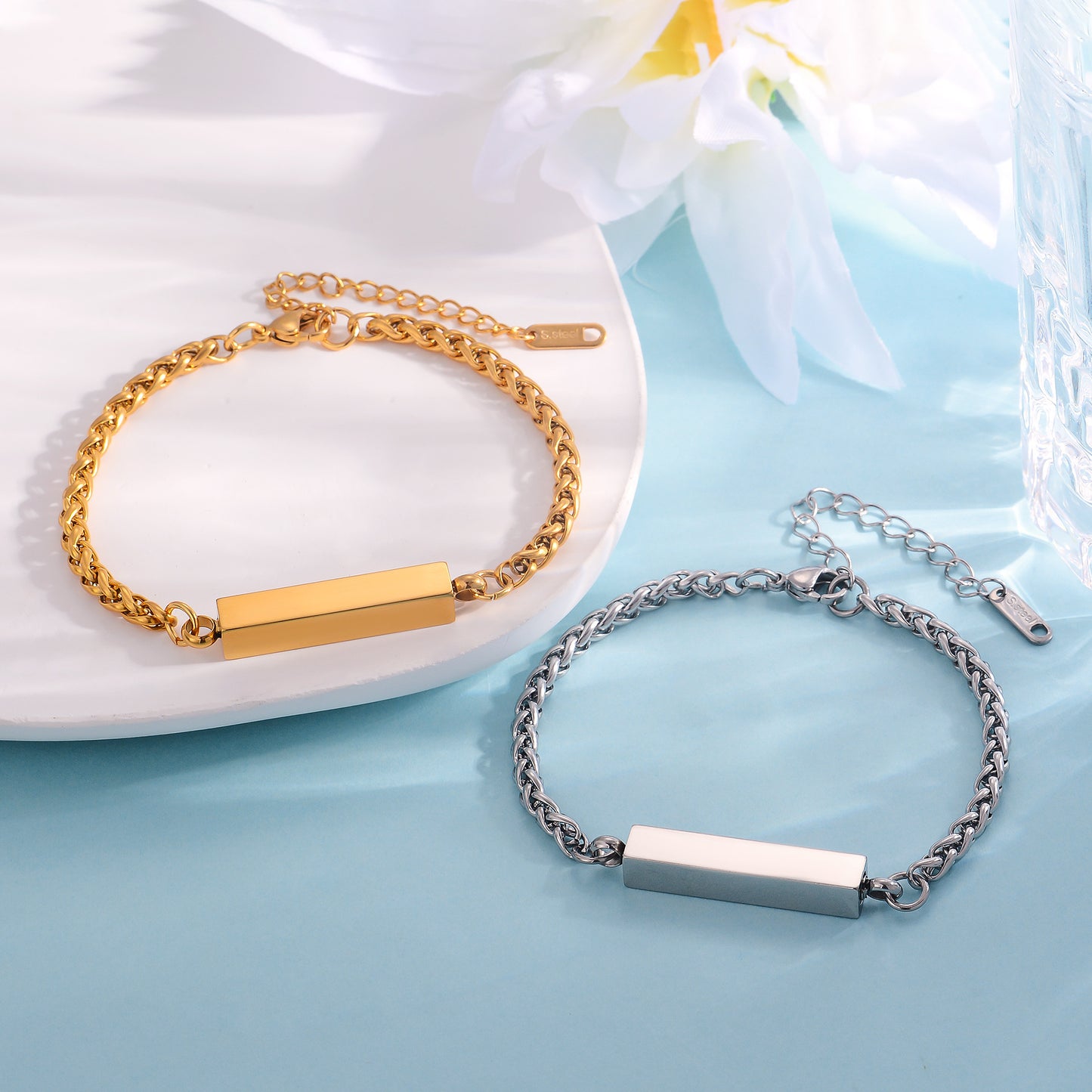 Custom Cuboid Cremation Urn Bracelet Memorial Jewelry-A051