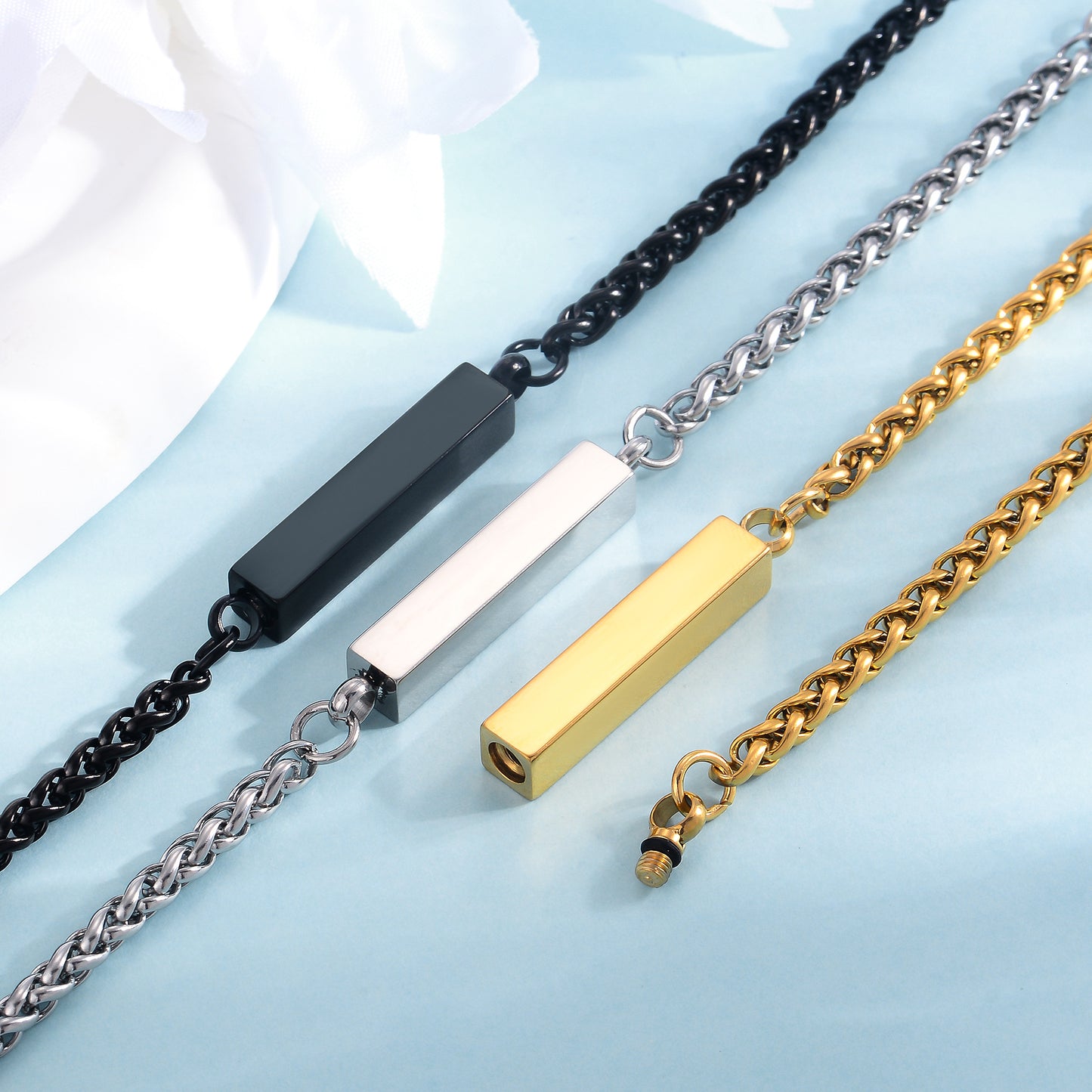 Custom Cuboid Cremation Urn Bracelet Memorial Jewelry-A051