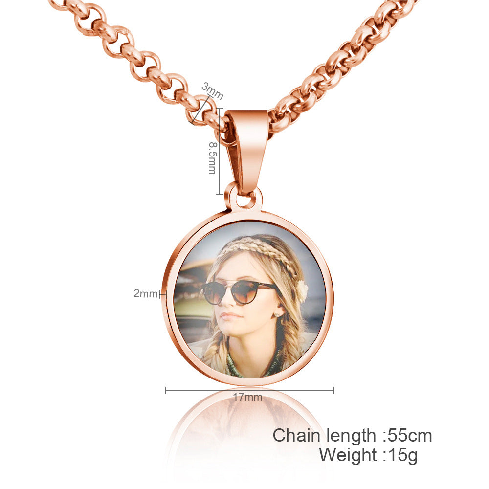 Custom Round Photo Locket Necklace With Engraving-L013