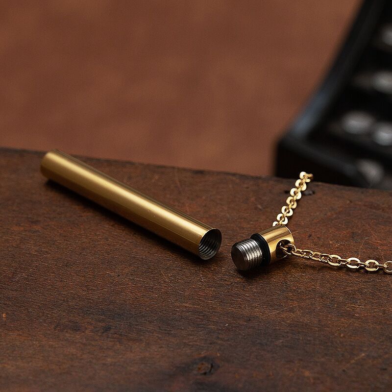 Cremation Urn Necklace Minimalist Cylinder Pendant Memorial Jewelry-A048