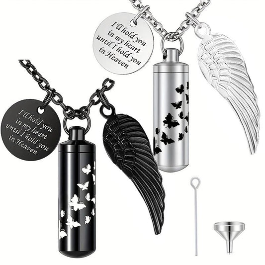 Cremation Urn Necklace Small Cylinder Pendant for Ashes-A043