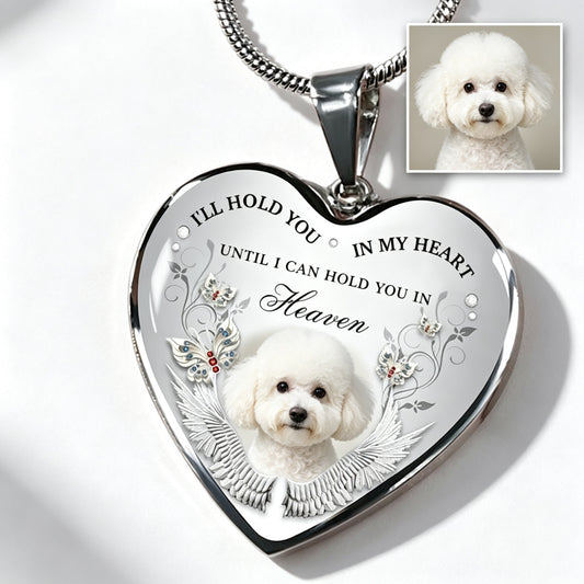 Custom Pet Photo Heart Necklace/Keychain "I'll Hold You” - PE002