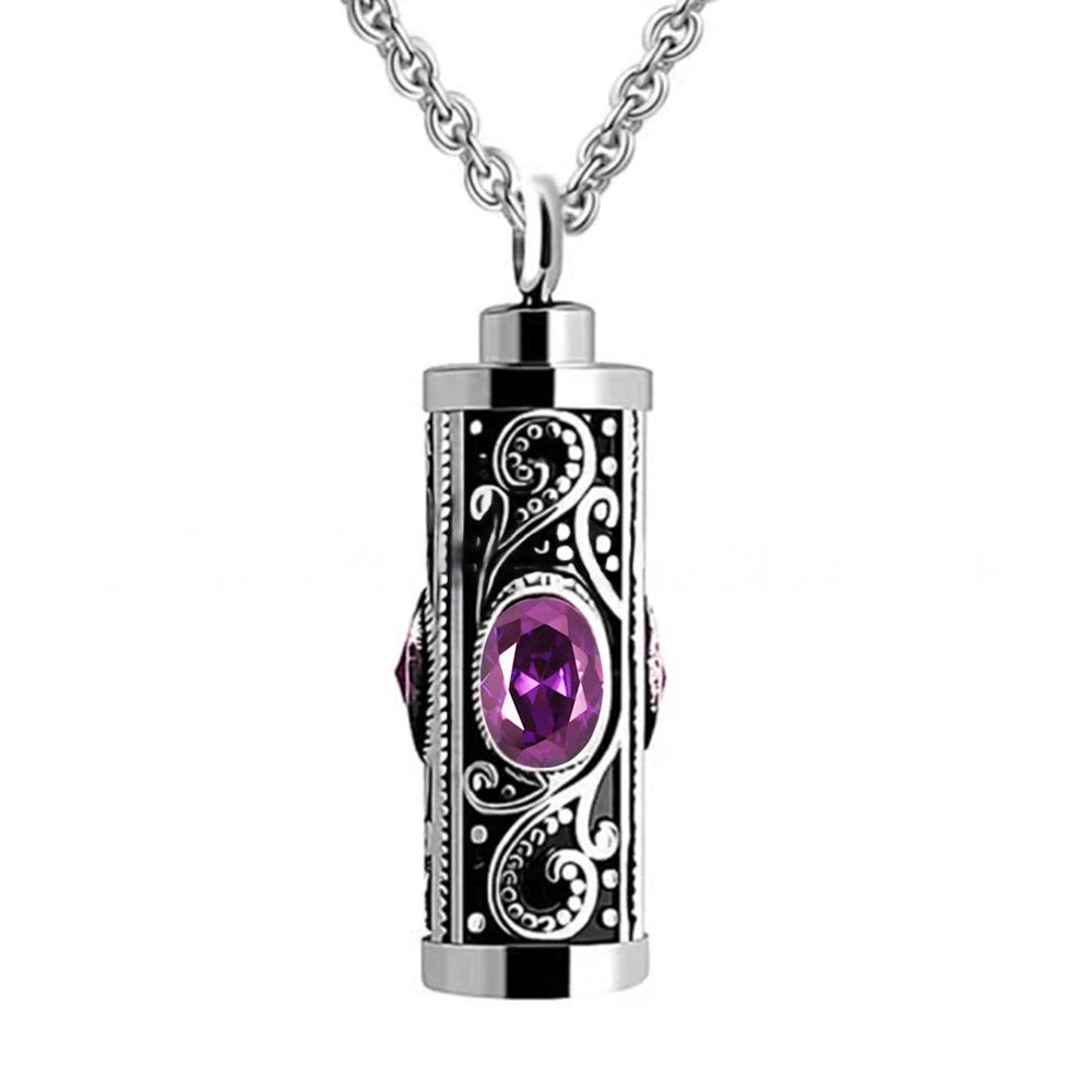 Birthstone Pendant Cremation Urn Necklace -A022