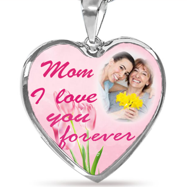 Custom Photo Necklace Adjustable “Mom I Love You Forever” -N044